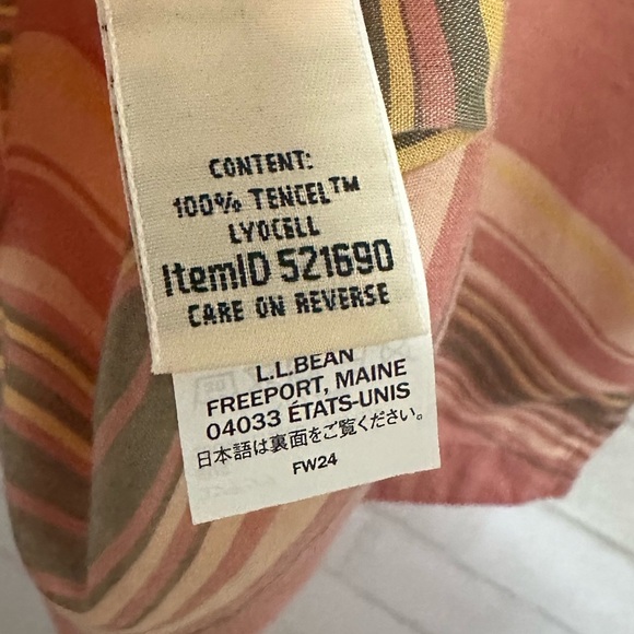 LL Bean Women’s Mountainside Shirt Sienna brick stripe Size L  (14-16) #1919 - Picture 4 of 7
